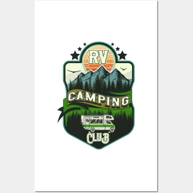RV Camping Club vintage funny , funny retro RV camping Wall Art by HomeCoquette
